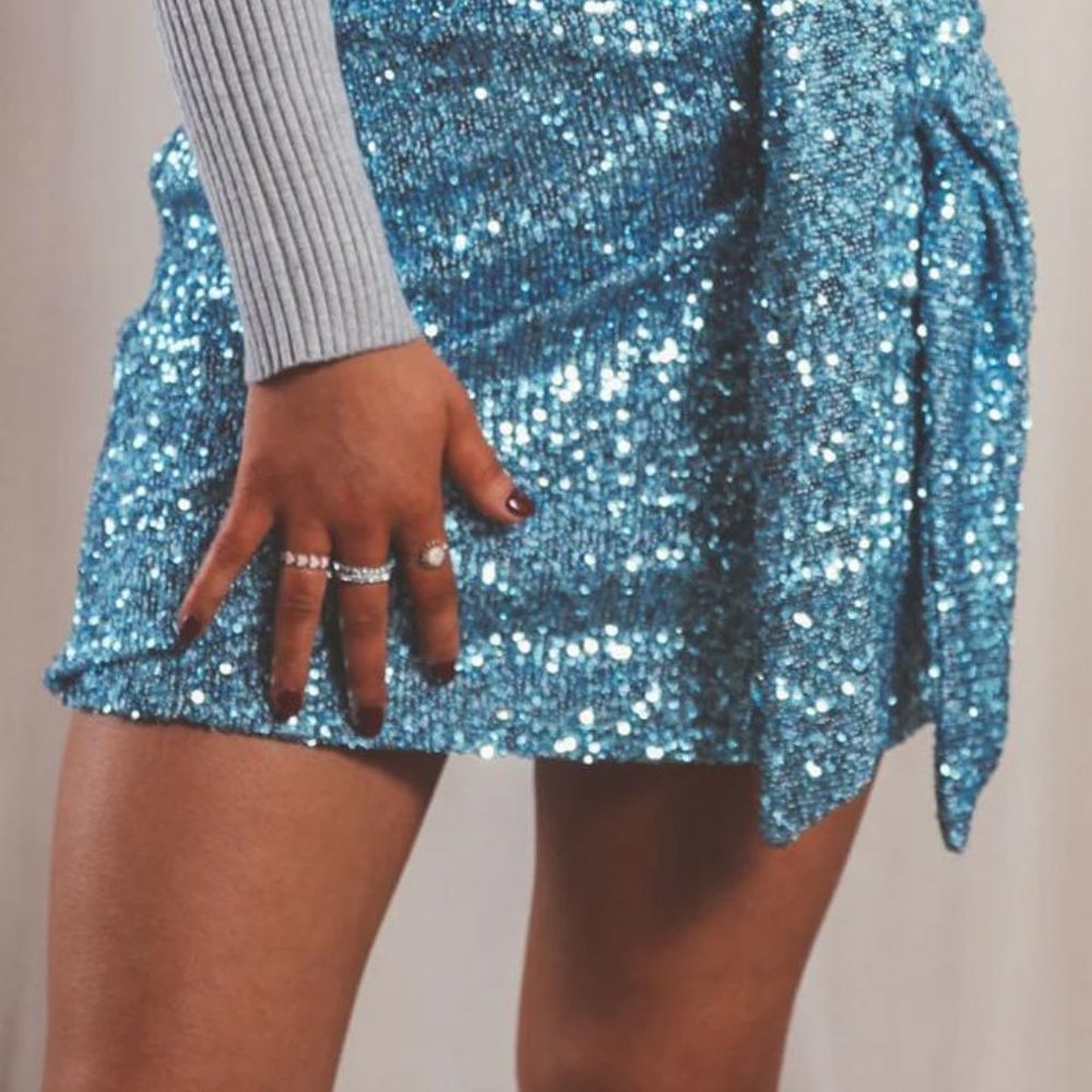 Show me Your MuMu - Why Knot Blue Sequin Skirt